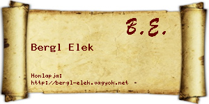 Bergl Elek névjegykártya